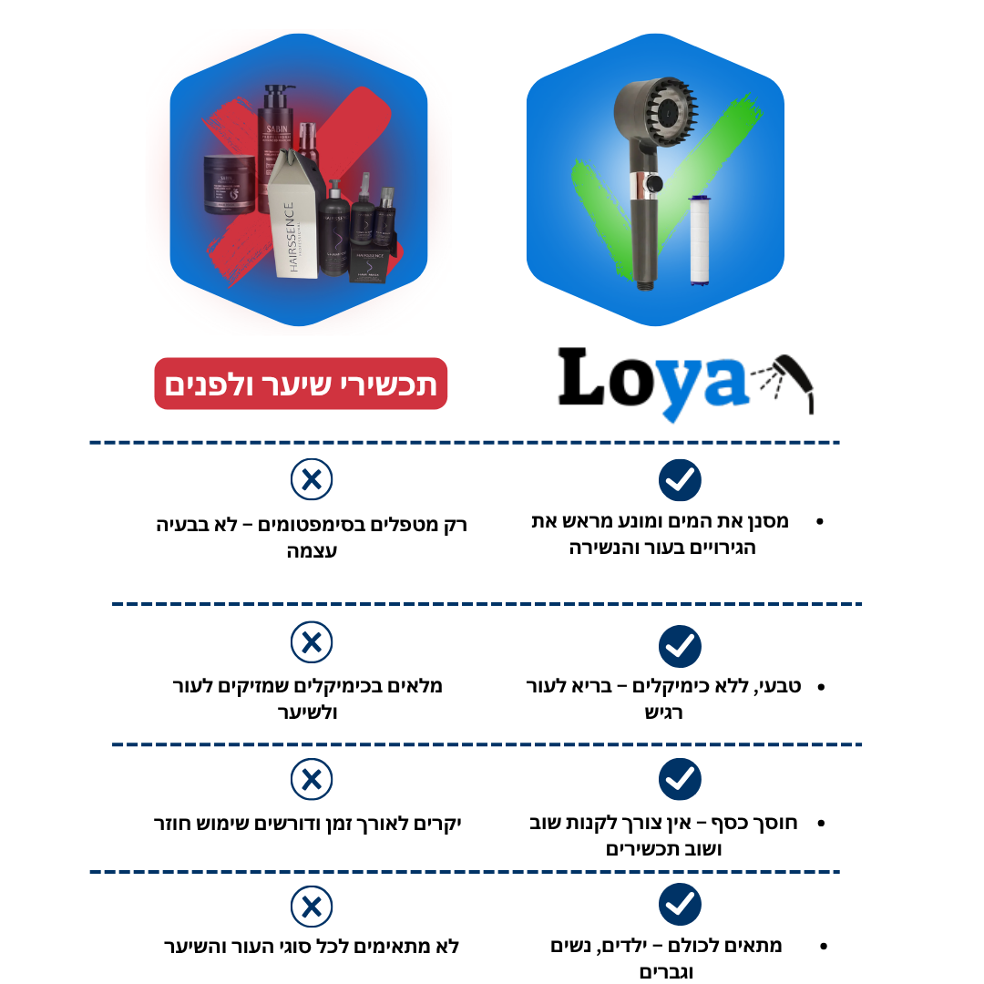 ראש מקלחת + צינור + פילטר + מעמד